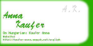 anna kaufer business card